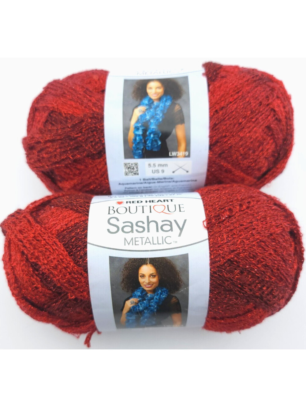 Lot of 2 Red Heart Boutique Sashay Yarn – Rubies – Ruffle Yarn – NEW
